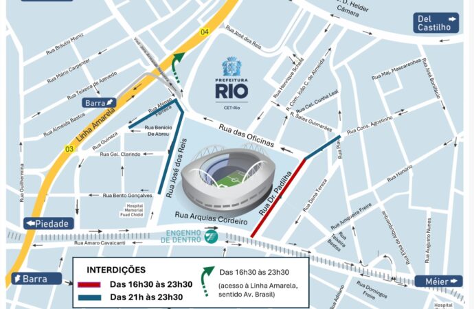 Entorno do Nilton Santos terá interdições e alterações de tráfego